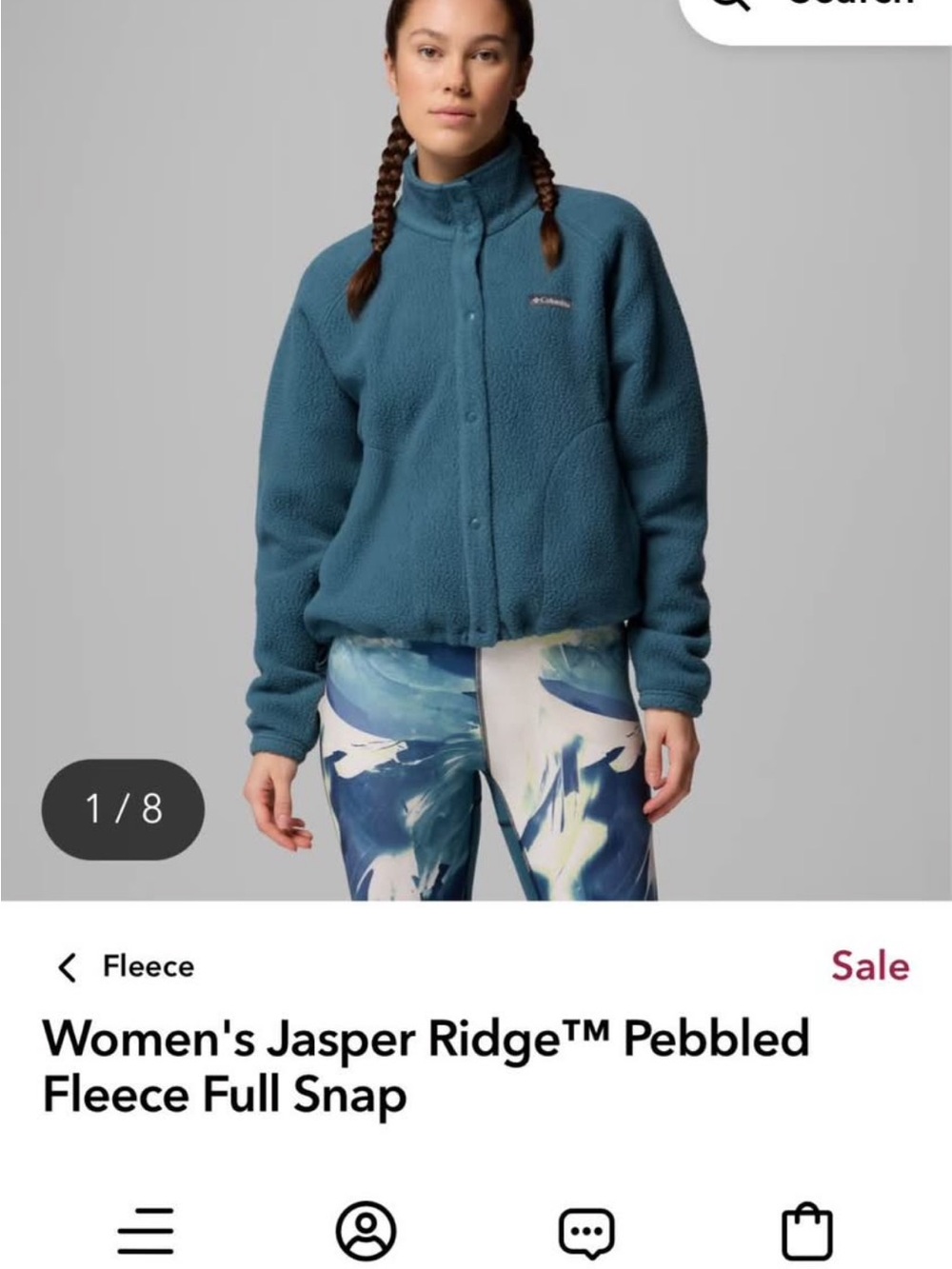 NWT Columbia Teal Pebbled Fleece Full-Snap Jacket